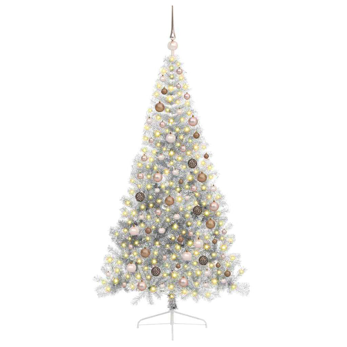 Albero di Natale artificiale con luci integrate Argento 210 cm 3397217