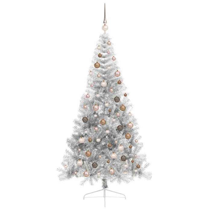 Albero di Natale artificiale con luci integrate Argento 210 cm 3397217
