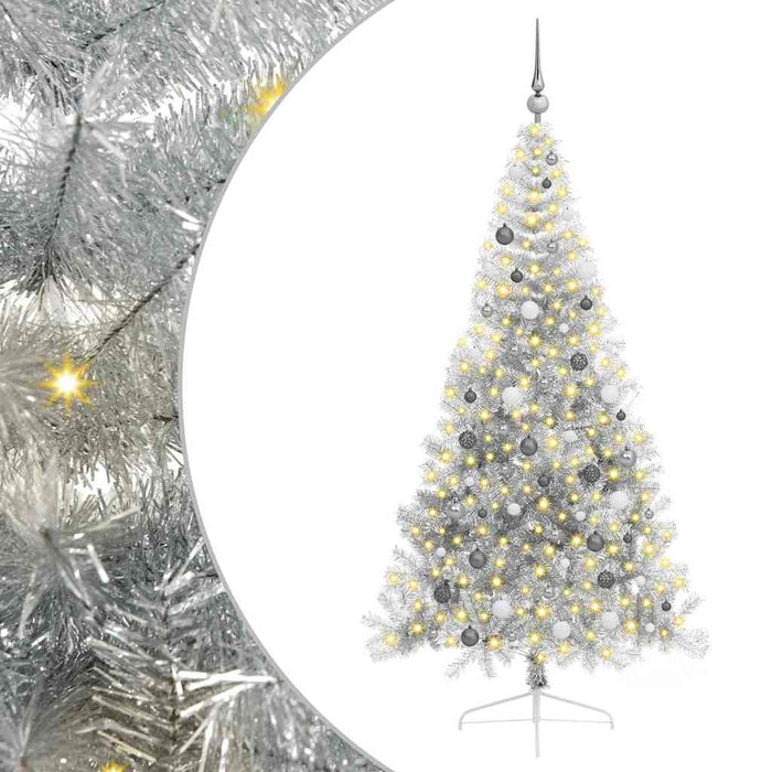 Albero di Natale con luci a corde decorative Argento 210 cm PET 3397218