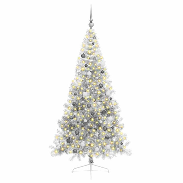 Albero di Natale con luci a corde decorative Argento 210 cm PET 3397218