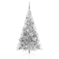 vidaXL Albero di Natale con luci a corde decorative Argento 210 cm PET