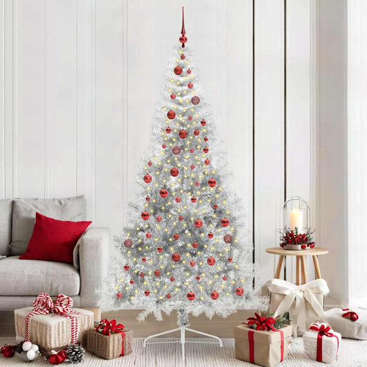Albero di Natale artificiale con luci integrate Argento 210 cm 3397219