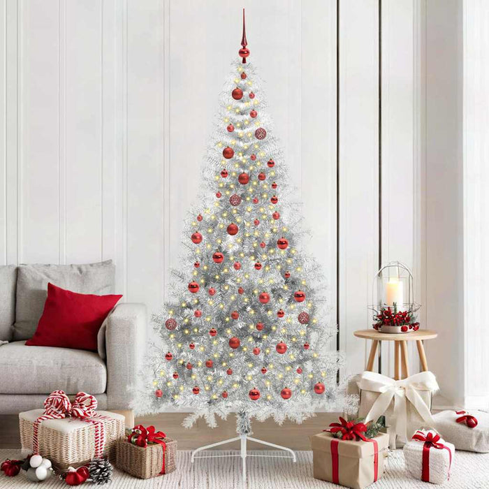 Albero di Natale artificiale con luci integrate Argento 210 cm 3397219