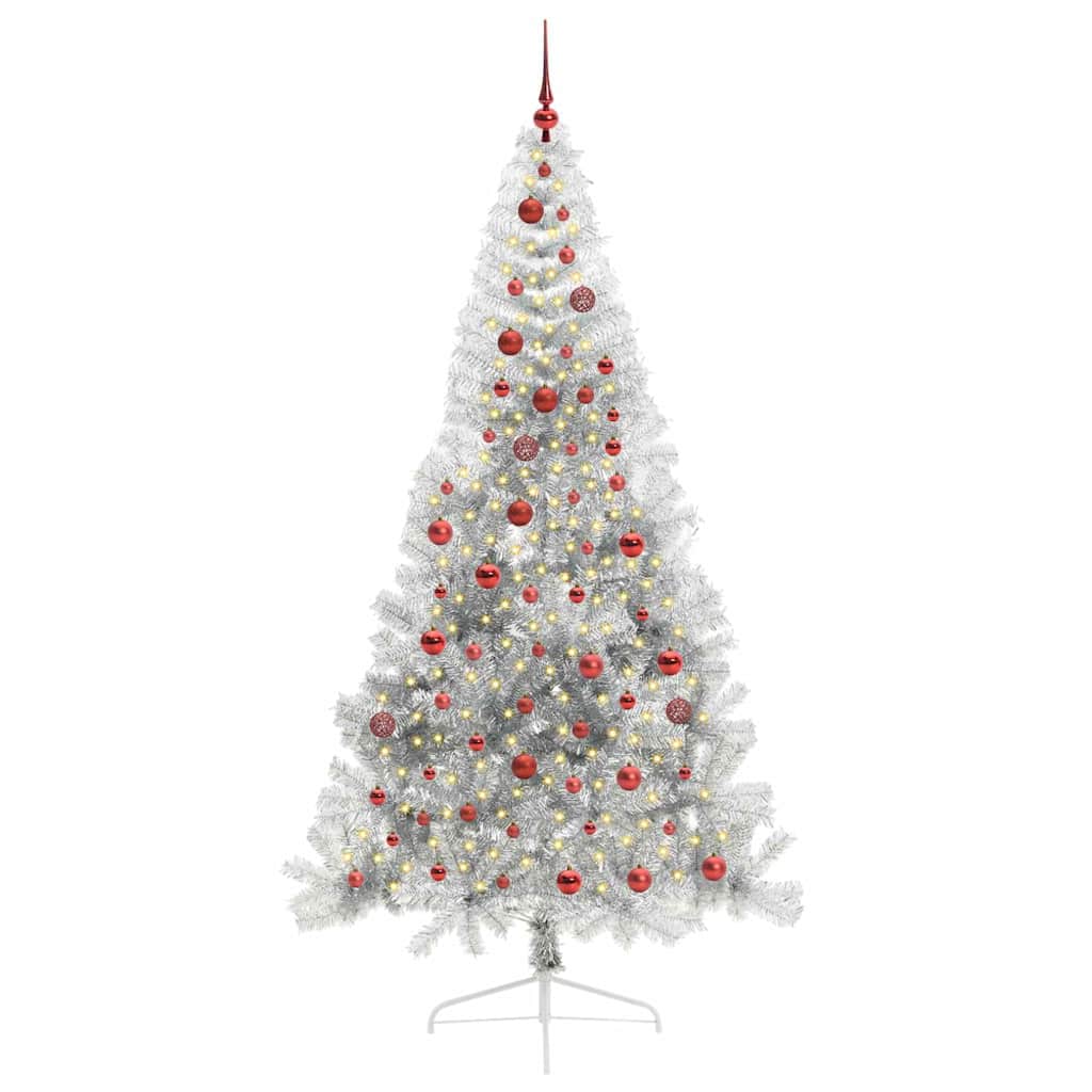 Albero di Natale artificiale con luci integrate Argento 210 cm 3397219