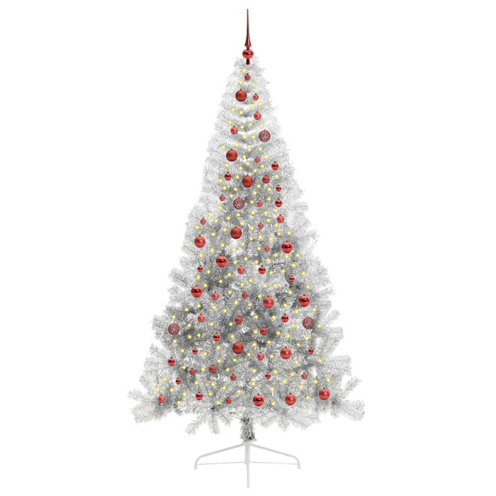 Albero di Natale artificiale con luci integrate Argento 210 cm 3397219