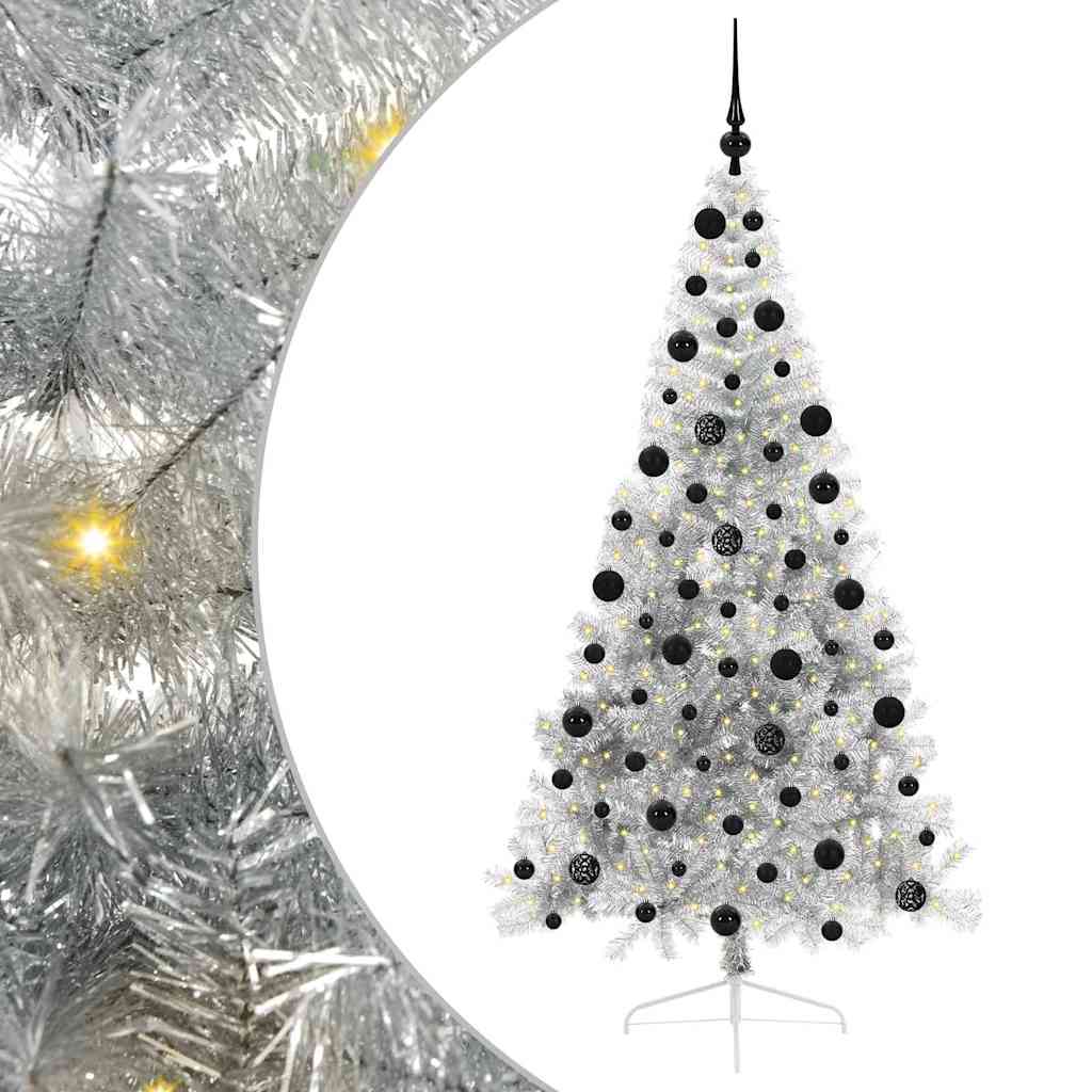 Albero di Natale artificiale con luci integrate Argento 210 cm 3397220