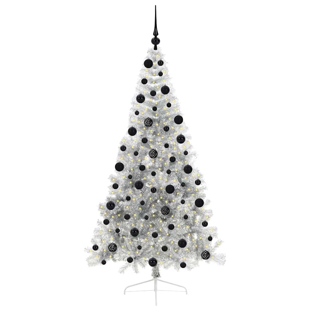 Albero di Natale artificiale con luci integrate Argento 210 cm 3397220