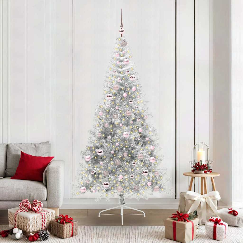Albero di Natale artificiale con luci integrate Argento 210 cm 3397221