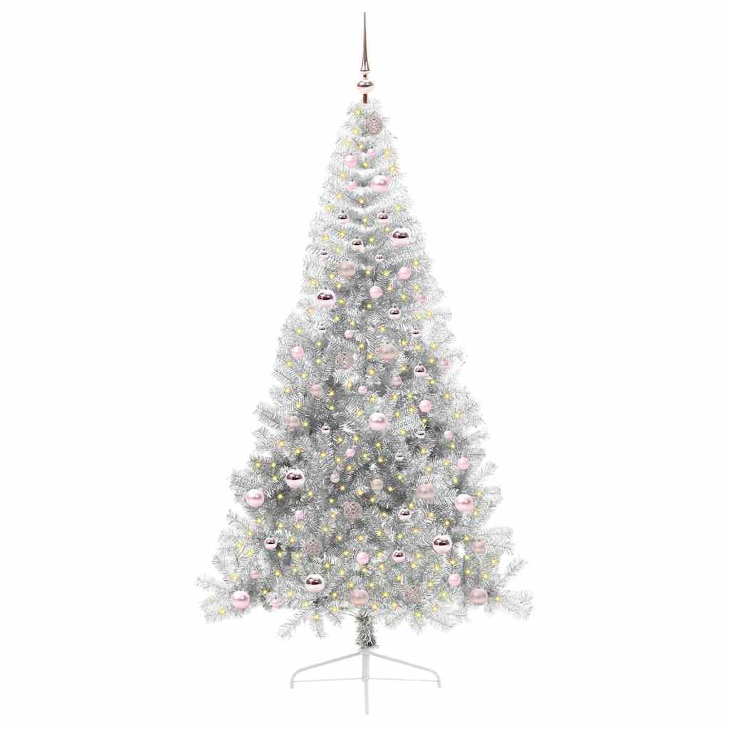 Albero di Natale artificiale con luci integrate Argento 210 cm 3397221