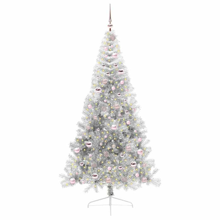 Albero di Natale artificiale con luci integrate Argento 210 cm 3397221