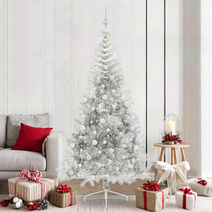Albero di Natale artificiale con luci integrate Argento 210 cm 3397222