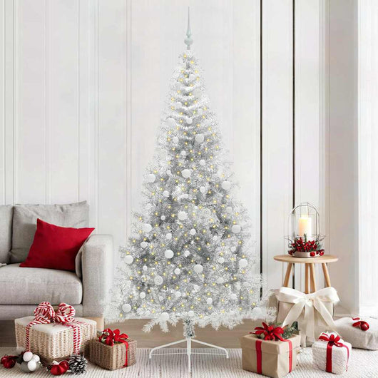 Albero di Natale artificiale con luci integrate Argento 210 cm 3397222