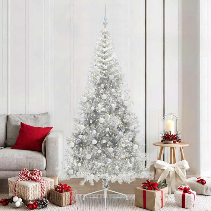 Albero di Natale artificiale con luci integrate Argento 210 cm 3397222