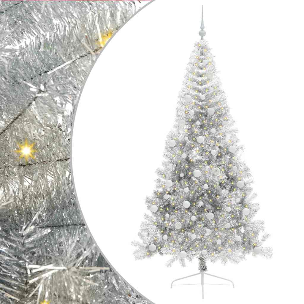 Albero di Natale artificiale con luci integrate Argento 210 cm 3397222