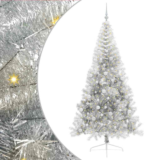 Albero di Natale artificiale con luci integrate Argento 210 cm 3397222