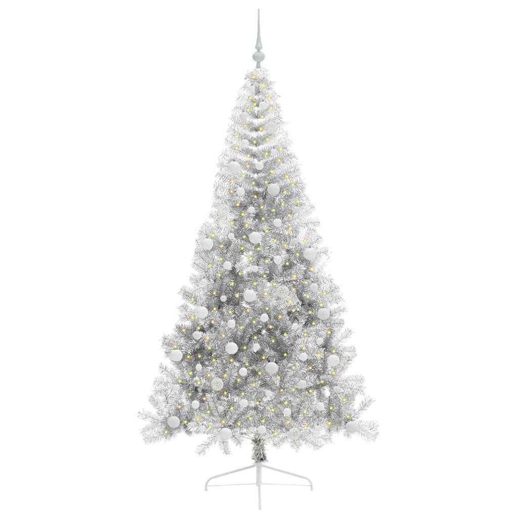 Albero di Natale artificiale con luci integrate Argento 210 cm 3397222