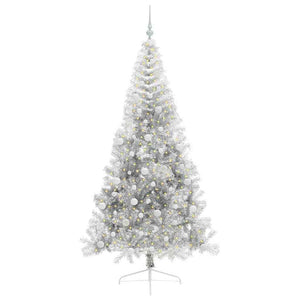 Albero di Natale artificiale con luci integrate Argento 210 cm 3397222