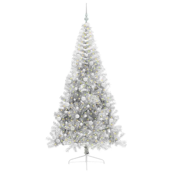 Albero di Natale artificiale con luci integrate Argento 210 cm 3397222