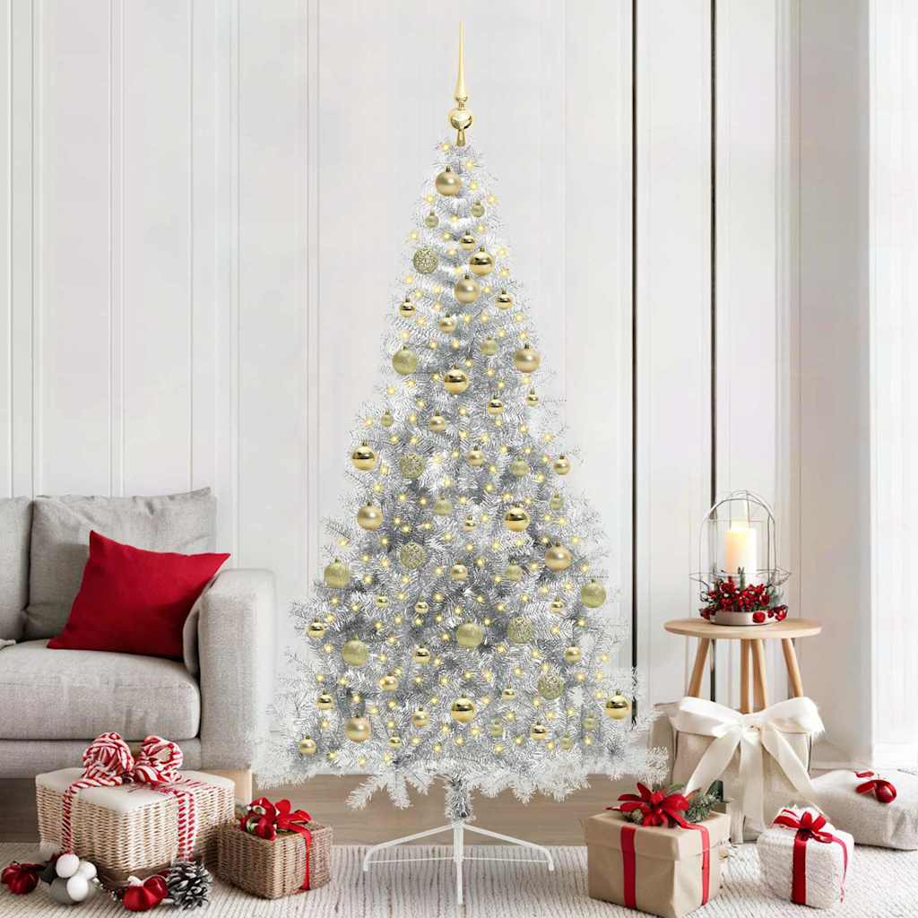 Albero di Natale artificiale con luci integrate Argento 210 cm 3397223