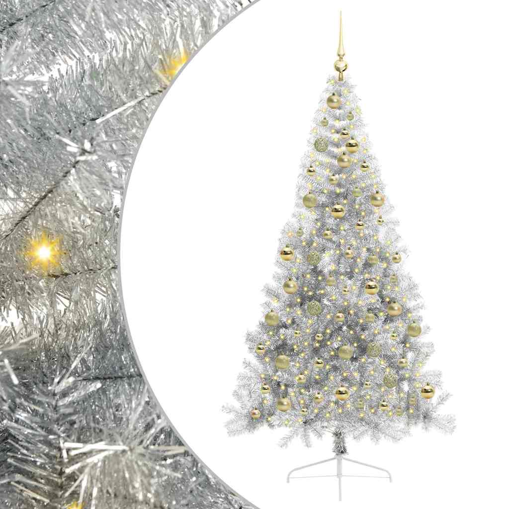 Albero di Natale artificiale con luci integrate Argento 210 cm 3397223