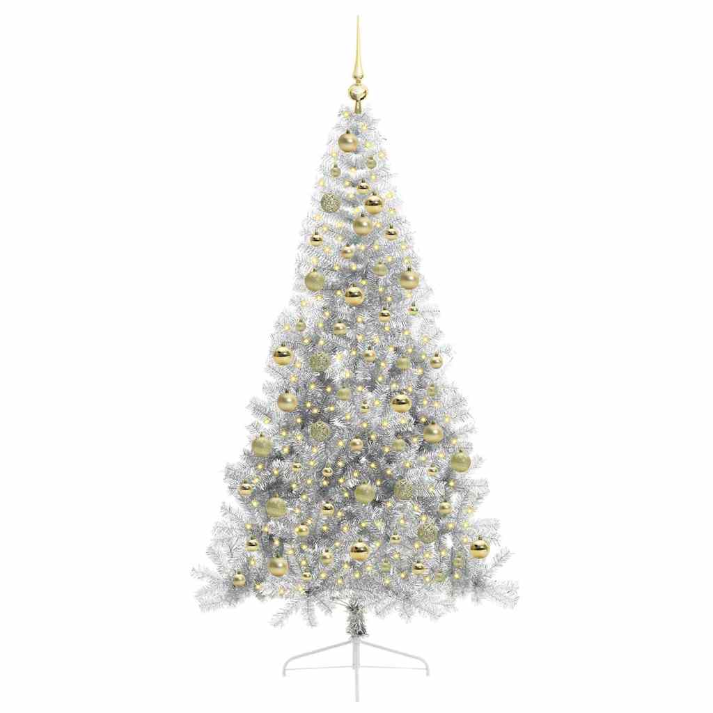 Albero di Natale artificiale con luci integrate Argento 210 cm 3397223