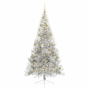 Albero di Natale artificiale con luci integrate Argento 210 cm 3397223