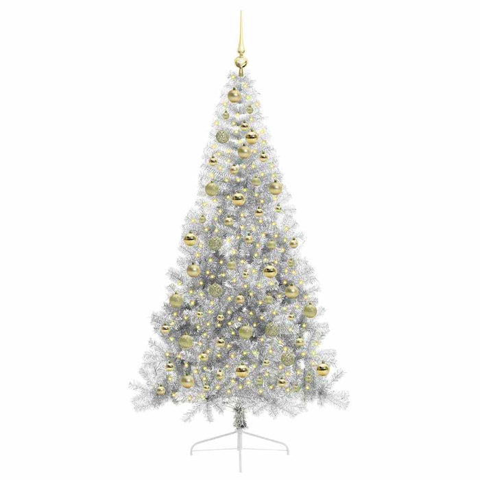 Albero di Natale artificiale con luci integrate Argento 210 cm 3397223