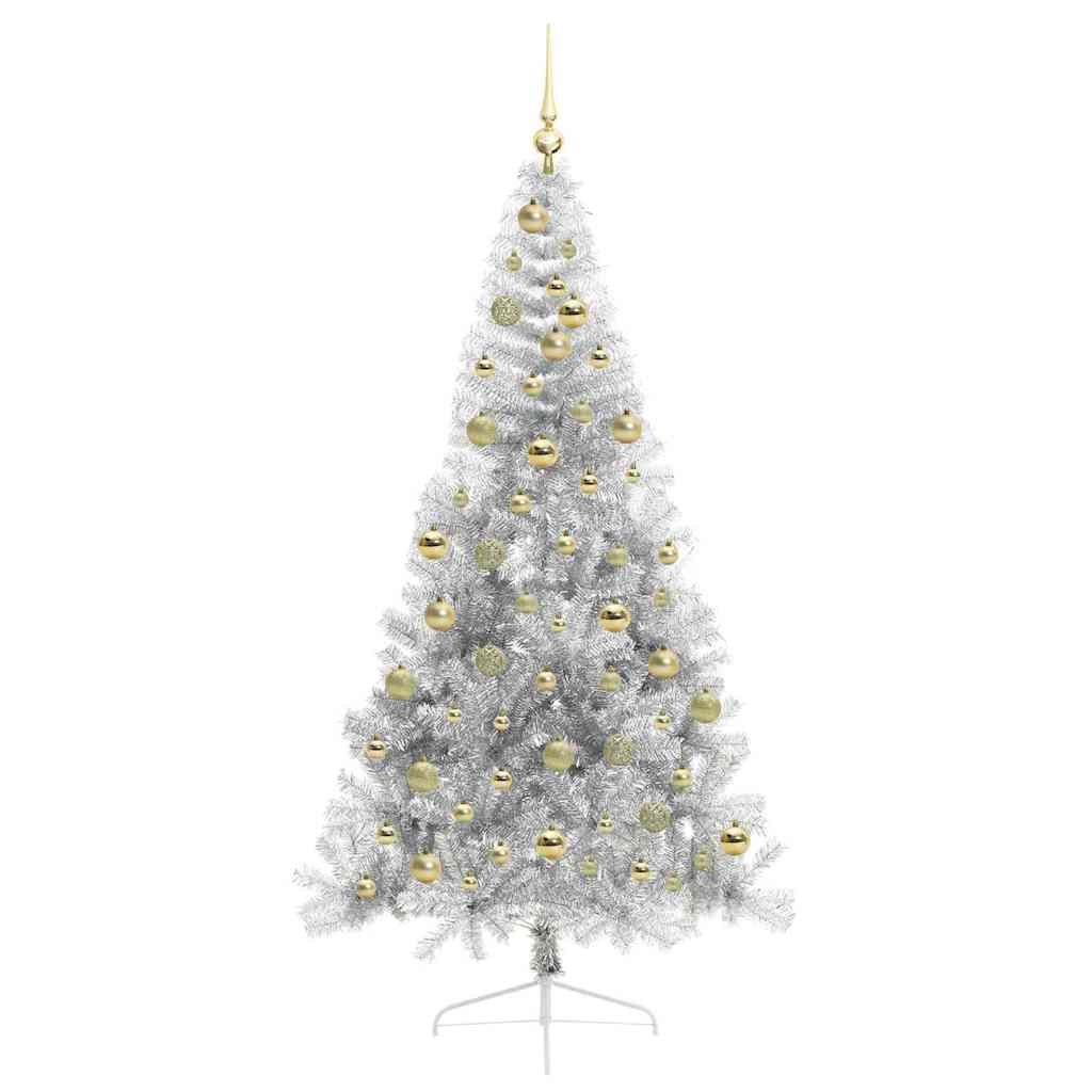 Albero di Natale artificiale con luci integrate Argento 210 cm 3397223