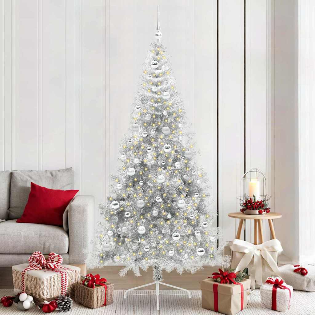 Albero di Natale artificiale con luci integrate Argento 210 cm 3397224