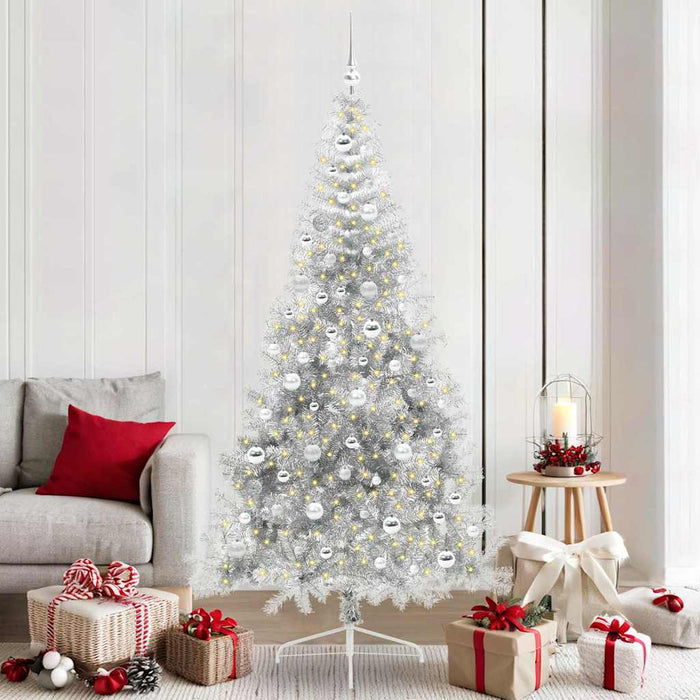 Albero di Natale artificiale con luci integrate Argento 210 cm 3397224