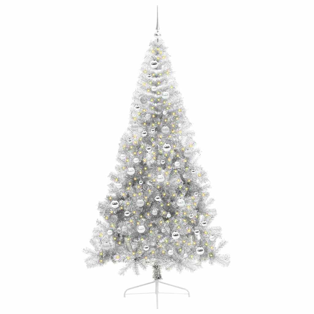 Albero di Natale artificiale con luci integrate Argento 210 cm 3397224