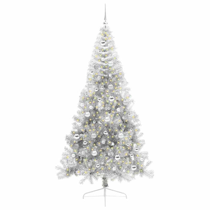Albero di Natale artificiale con luci integrate Argento 210 cm 3397224
