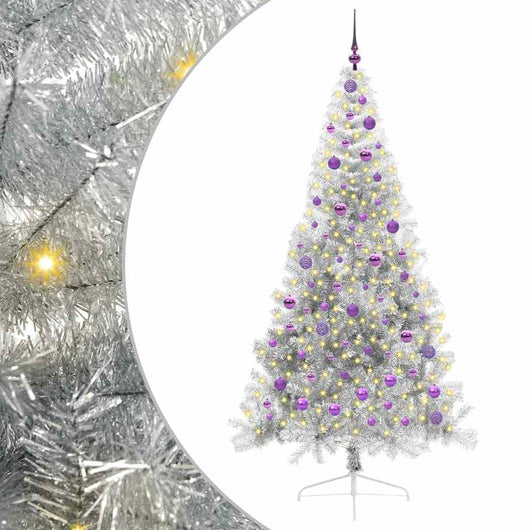 Albero di Natale artificiale con luci integrate Argento 210 cm 3397225