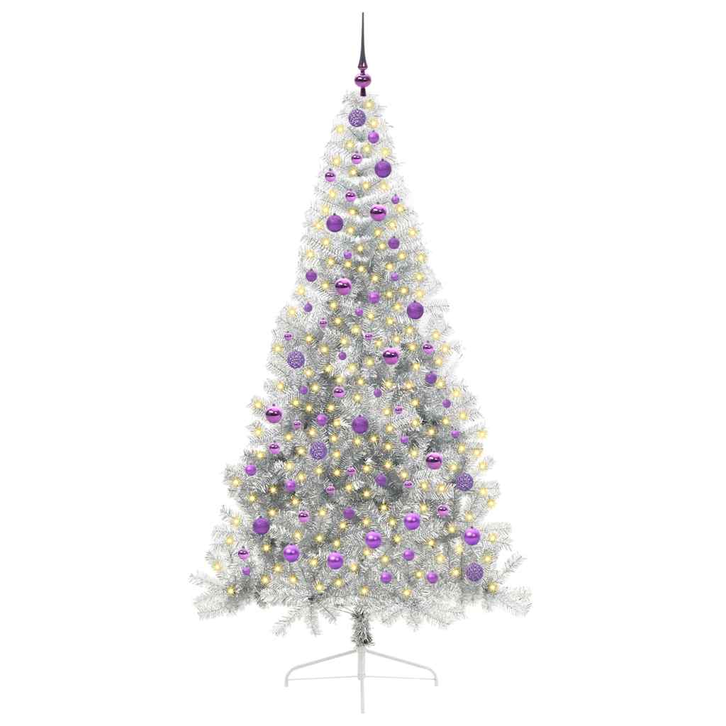 Albero di Natale artificiale con luci integrate Argento 210 cm 3397225