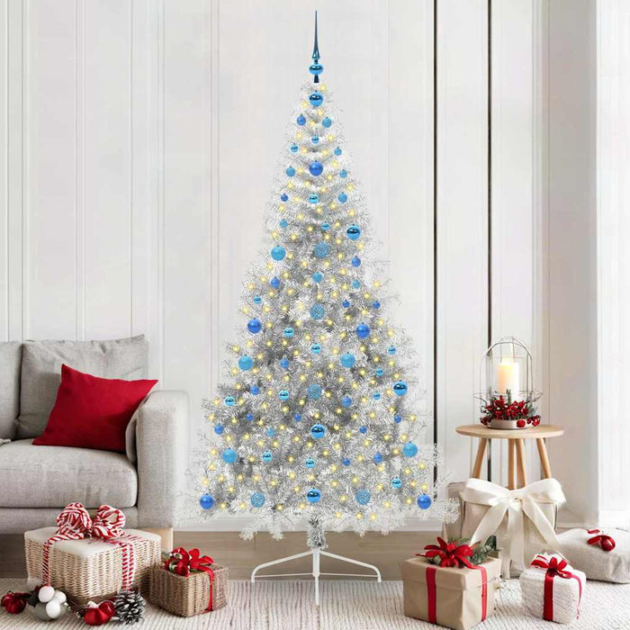 Albero di Natale artificiale con luci integrate Argento 210 cm 3397226