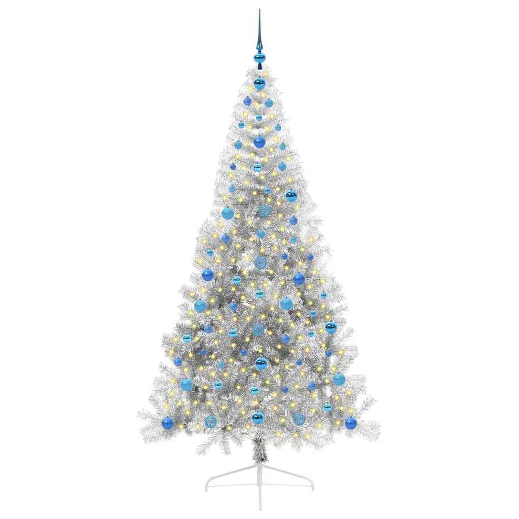 Albero di Natale artificiale con luci integrate Argento 210 cm 3397226