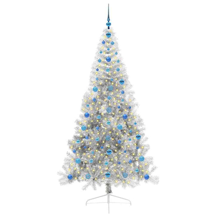 Albero di Natale artificiale con luci integrate Argento 210 cm 3397226