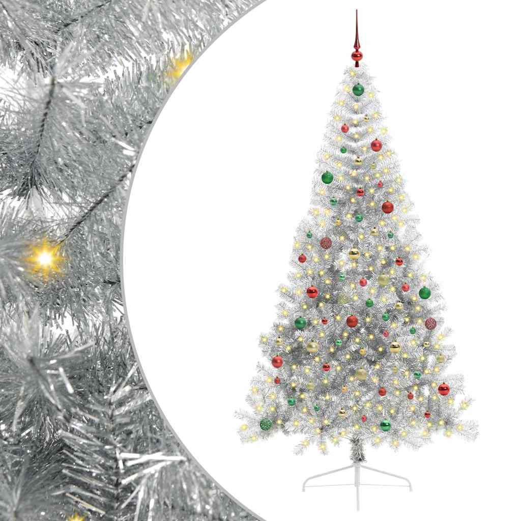 Albero di Natale artificiale con luci integrate Argento 210 cm 3397227