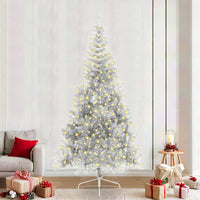 vidaXL Albero di Natale con luci a corde decorative Argento 240 cm