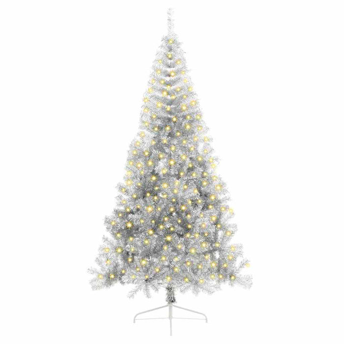 vidaXL Albero di Natale con luci a corde decorative Argento 240 cm