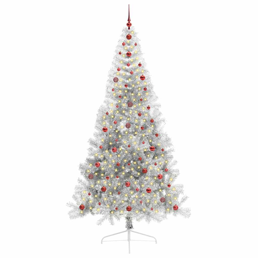 Albero di Natale artificiale con luci integrate Argento 240 cm 3397232