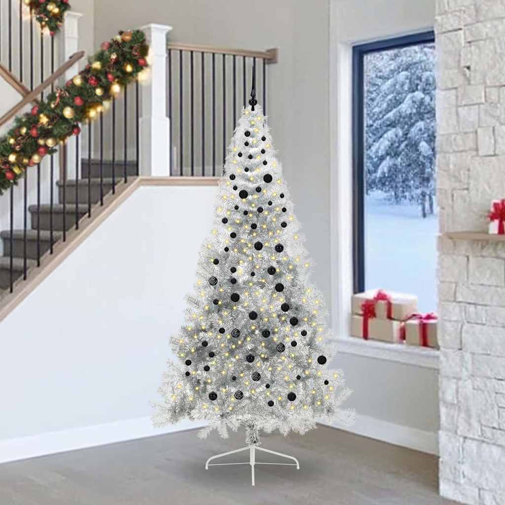 Albero di Natale artificiale con luci integrate Argento 240 cm 3397233