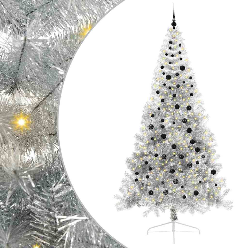Albero di Natale Artificiale-Albero Natalizio con luci integrate Argento 240 cm 878152