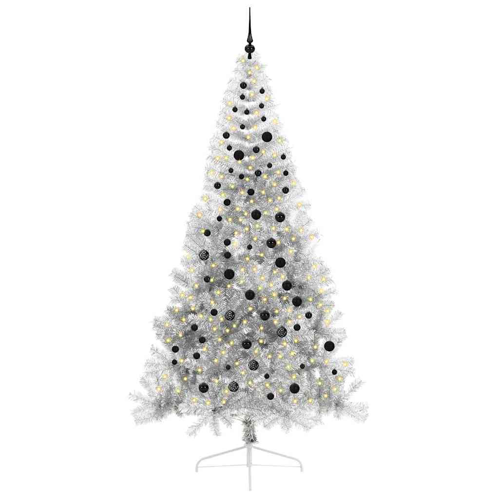Albero di Natale Artificiale-Albero Natalizio con luci integrate Argento 240 cm 878152