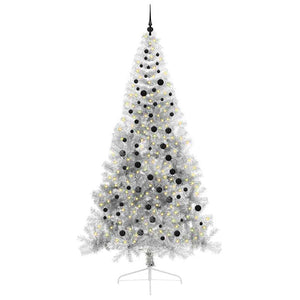 Albero di Natale Artificiale-Albero Natalizio con luci integrate Argento 240 cm 878152
