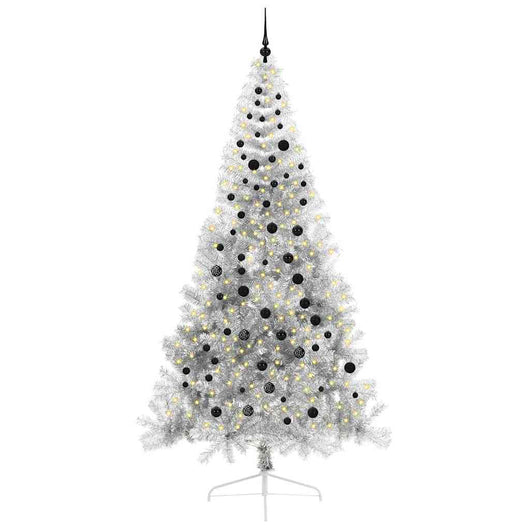Albero di Natale Artificiale-Albero Natalizio con luci integrate Argento 240 cm 878152
