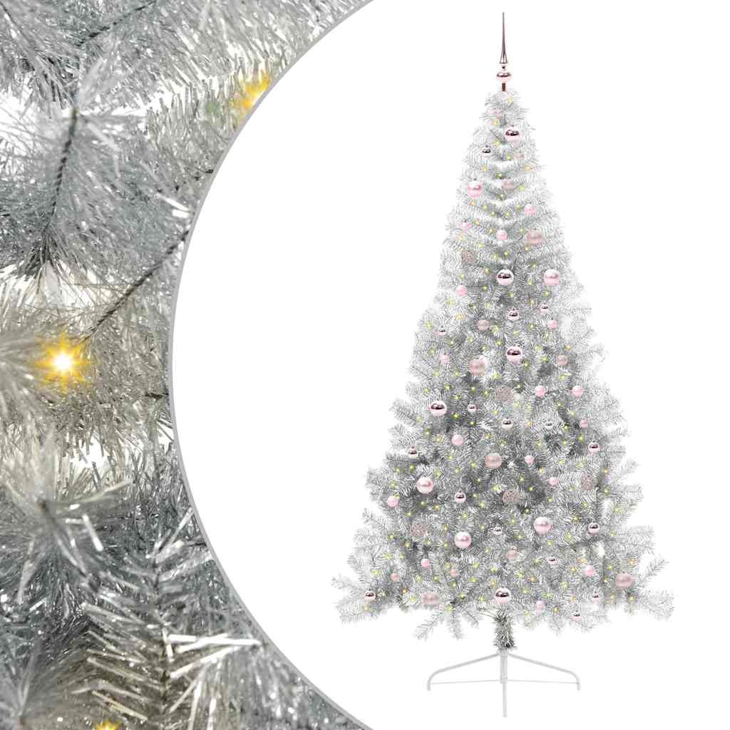Albero di Natale Artificiale-Albero Natalizio con luci integrate Argento 240 cm 647033
