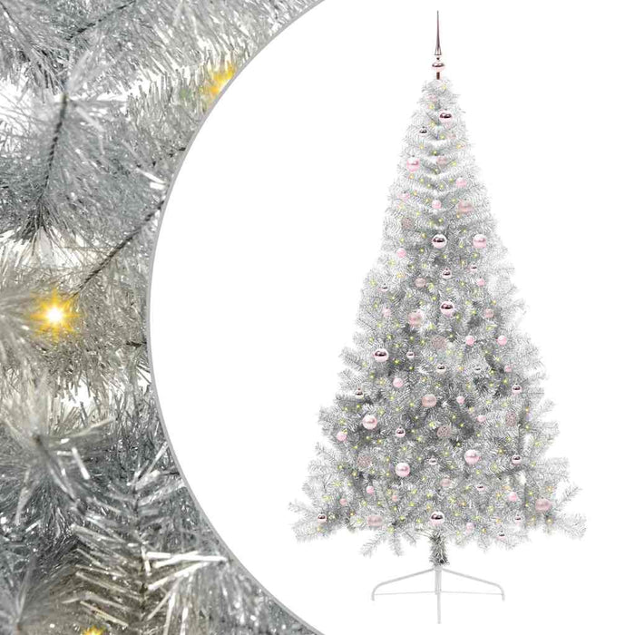 Albero di Natale artificiale con luci integrate Argento 240 cm 3397234
