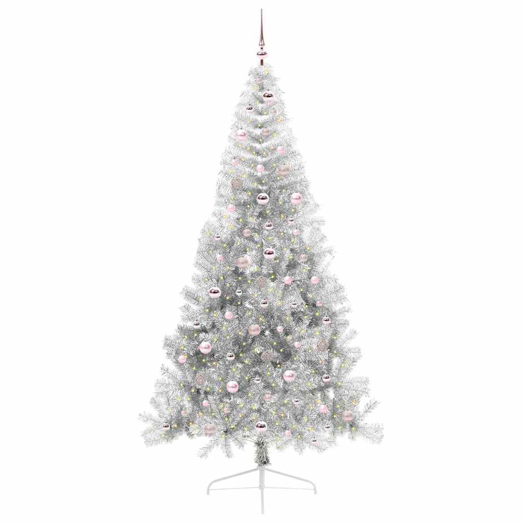 Albero di Natale Artificiale-Albero Natalizio con luci integrate Argento 240 cm 647033