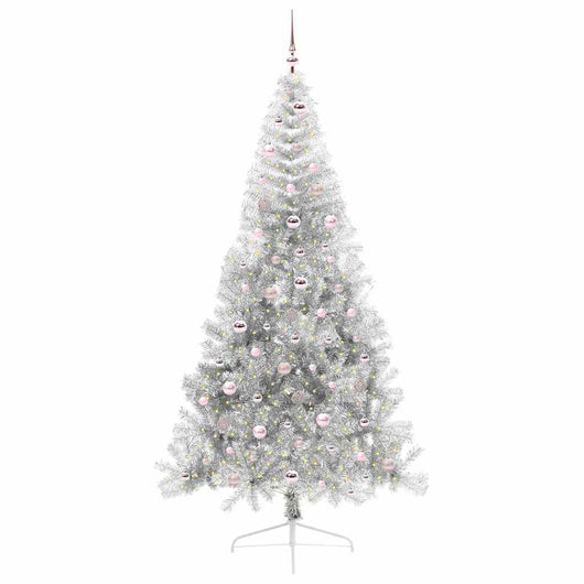 Albero di Natale Artificiale-Albero Natalizio con luci integrate Argento 240 cm 647033